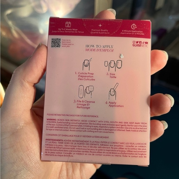 Glamnetic Merlot Short Almond Press On Nails Maroon Burgundy Matte Shiny Tip B - Picture 3 of 3